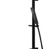 Black Square Shower Unit with Diverter, 200mm showerhead, solid brass rail, water inlet from top bracket, WELS 3 Star, 9L/Min.
