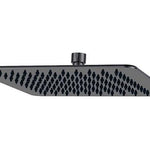 Black Square Shower Head, 250mm size with rubber nipples for an even water distribution, ideal for creating a luxurious rainfall shower experience.