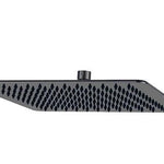 Black Square Shower Head, 300mm size, designed with rubber nipples for even water flow, providing a luxurious rainfall shower experience with eco-friendly water flow of 8L/min.