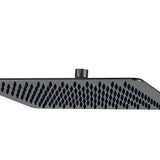 Black Square Shower Head, 300mm size, designed with rubber nipples for even water flow, providing a luxurious rainfall shower experience with eco-friendly water flow of 8L/min.