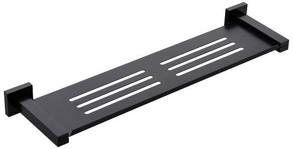 Black Square Stainless Steel Shelf with a matte black finish, designed to enhance bathroom storage and organization with a modern, minimalist touch.