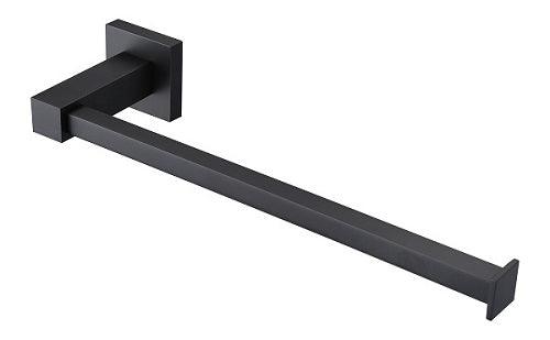 Black Square Towel Ring featuring a sleek square base and matte black finish, ideal for modern and contemporary bathroom designs.