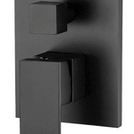 CHA-43D Black Square Wall Mixer with Diverter – 35mm cartridge, 110mm x 150mm cover plate for modern bathroom design.