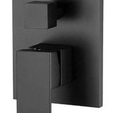 CHA-43D Black Square Wall Mixer with Diverter – 35mm cartridge, 110mm x 150mm cover plate for modern bathroom design.