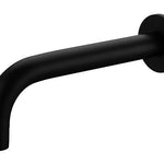 CHK-706 Black Spout – Curved 200mm black spout with Ø60mm cover plate for modern bathrooms.
