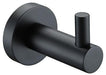 Black Round Robe Hook – Modern Bathroom Hook with Round Backplate and Matte Black Finish
