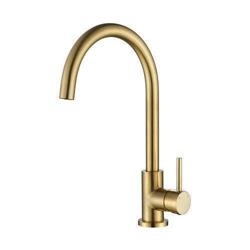 DGA-70K Brushed Gold Kitchen/Laundry Mixer – 35mm cartridge, 6L/min, modern design with sleek brushed gold finish.