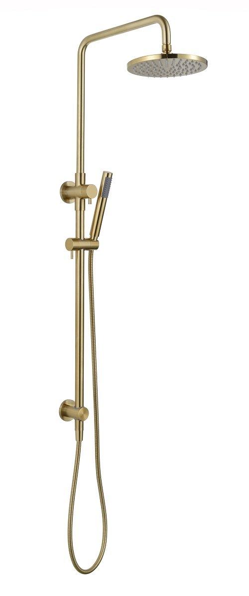 DGB-305 Brushed Gold Dual Shower with Diverter – Modern 200mm Showerhead and Handheld Shower