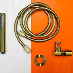 DGB-1042 Brushed Gold Shower Handpiece on Bracket for luxurious and water-efficient bathroom setups.