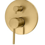 DGA-70D Brushed Gold Wall Mixer with Diverter – 35mm cartridge and Ø160mm cover plate for modern bathrooms.