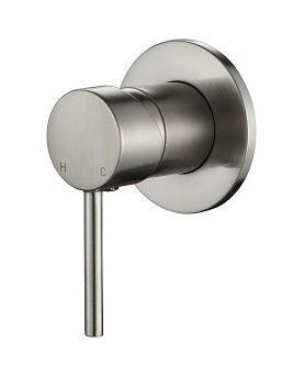 Brushed Nickel Wall Mixer BNA-70W – Wall-mounted mixer with 35mm cartridge and 80mm cover plate for modern bathrooms.