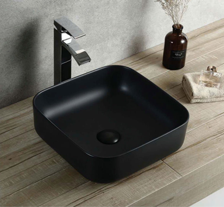 Modern Rectangular Countertop Ceramic Basin – Premium Matt Finish with Tap Hole 390mmx390mmx140mm