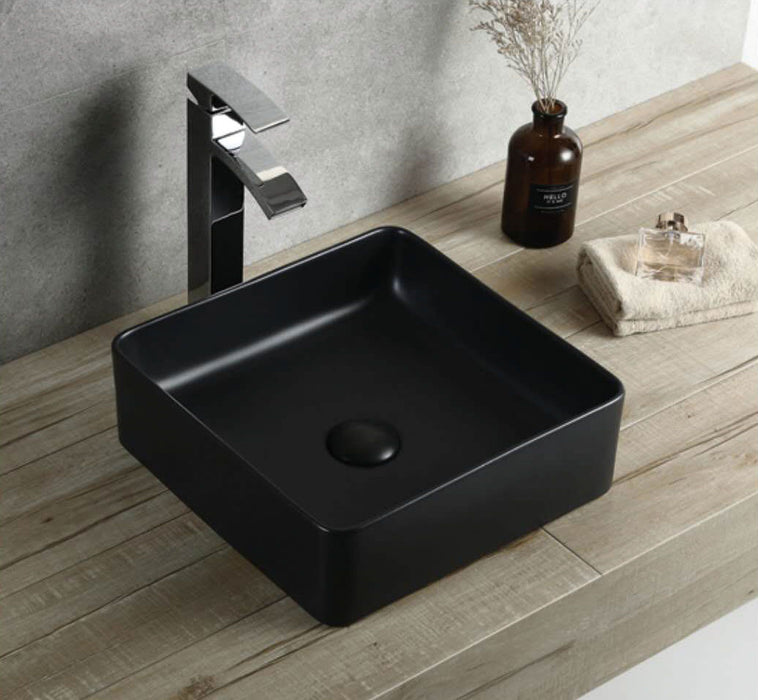 Square Countertop Ceramic Basin – Matte Finish 370mmx370mmx120mm