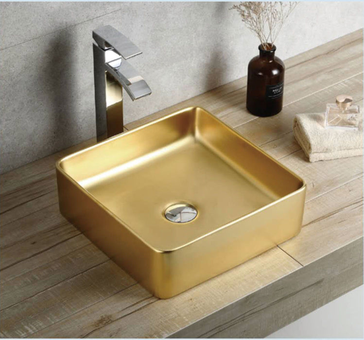 Square Countertop Ceramic Basin – Matte Finish 370mmx370mmx120mm