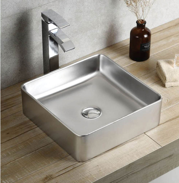 Square Countertop Ceramic Basin – Matte Finish 370mmx370mmx120mm
