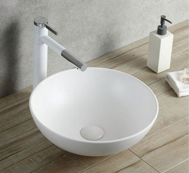 Round Countertop Ceramic Basin – CB-126 & CB-128 Models in Matte and Glazed Finishes