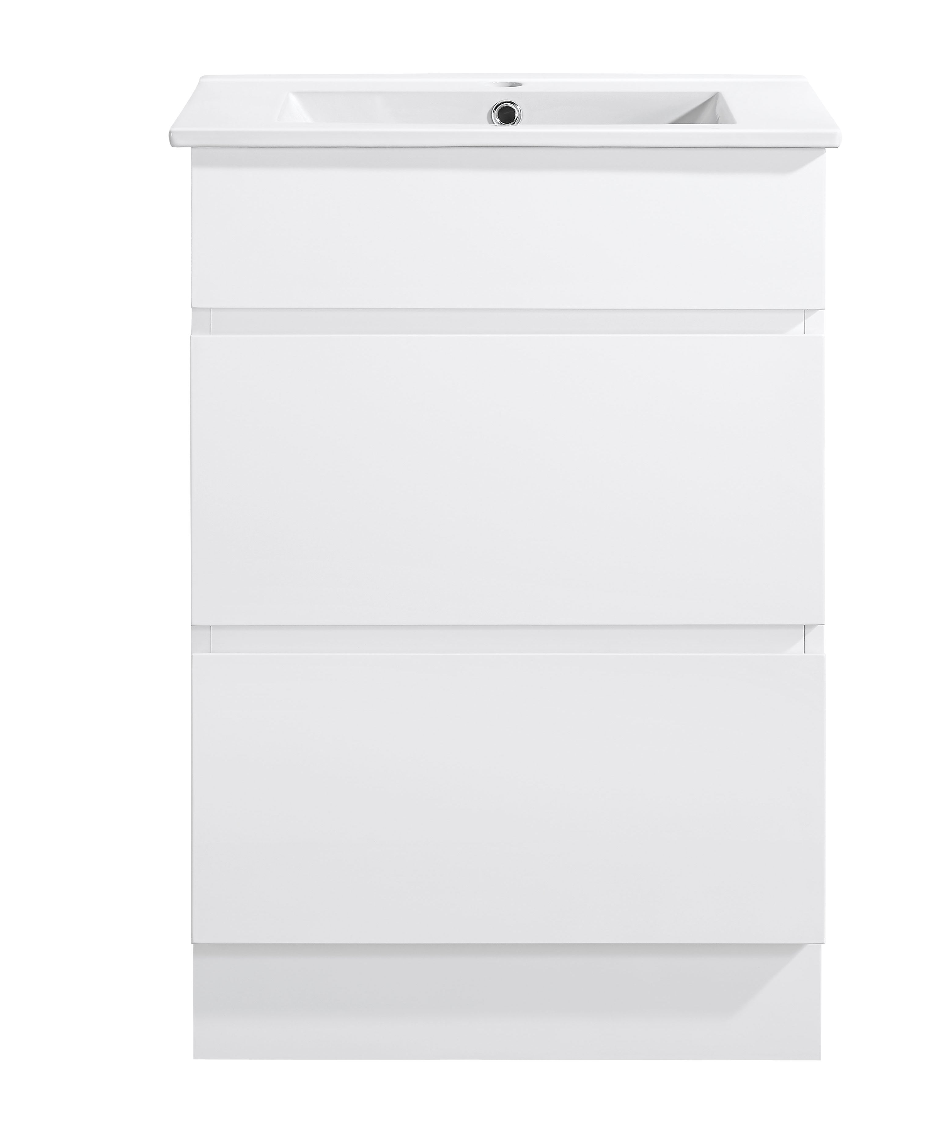 Core 600W Freestanding Vanity 460mm – Gloss White Finish with Soft Close Drawers