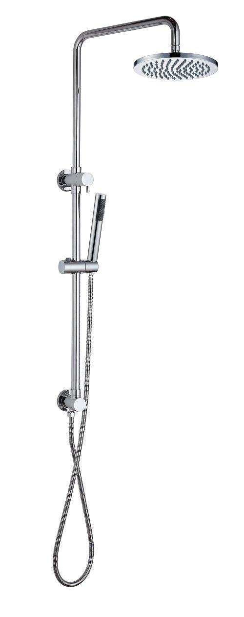 Round Dual Shower with Diverter SMF-257 – Solid brass rail, 9L/min water flow, and modern chrome finish for contemporary bathrooms.