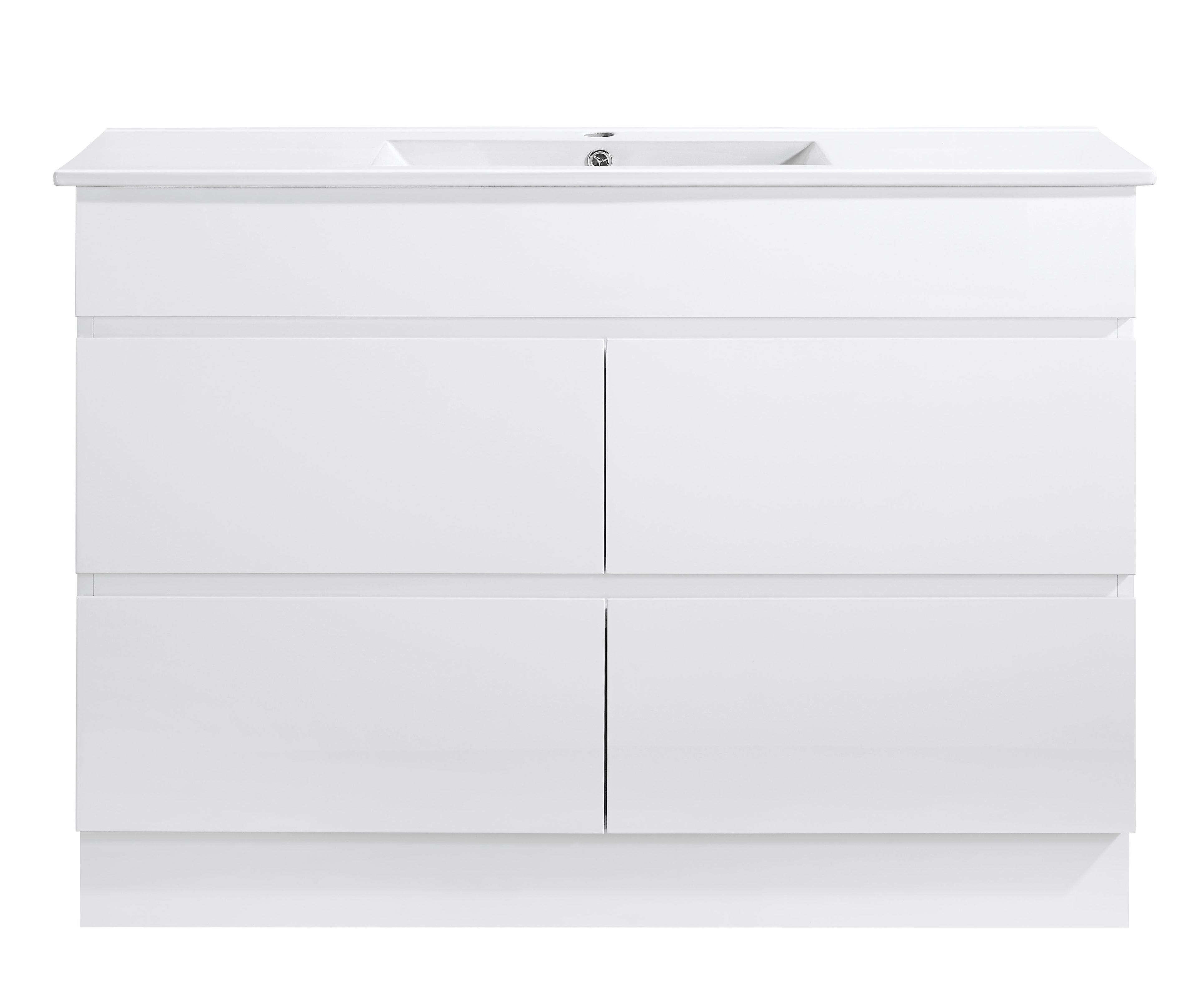 Core 1200DW Freestanding Vanity 460mm – Gloss White Finish with Soft Close Drawers