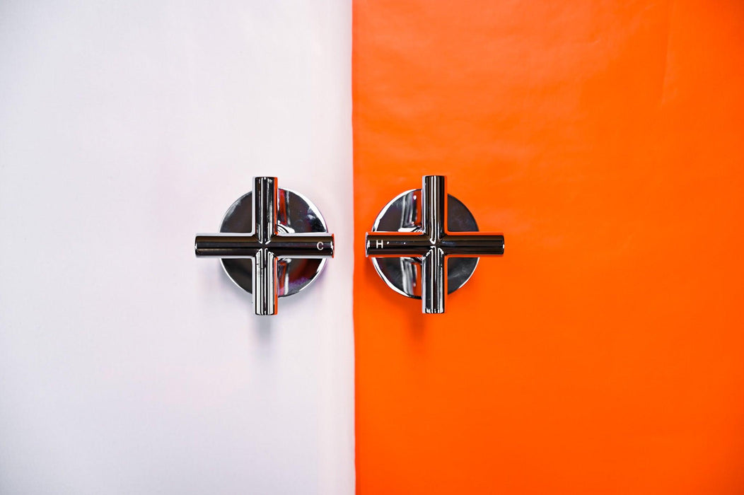 Cross Handle Wall Top Assemblies TPX-406 – Chrome wall-mounted handles with cross design for modern bathroom fixtures.