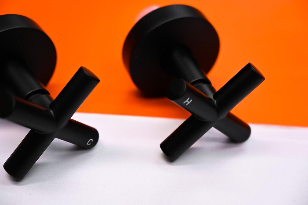 Black Cross Handle Wall Taps
