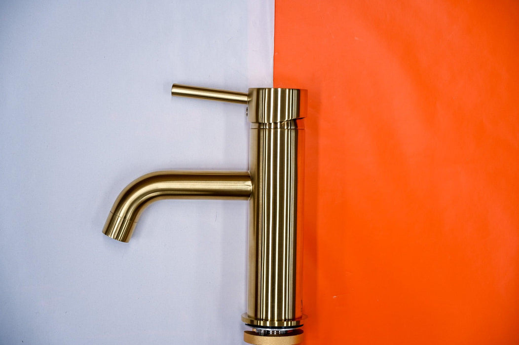 Brushed Gold Round Basin Mixer