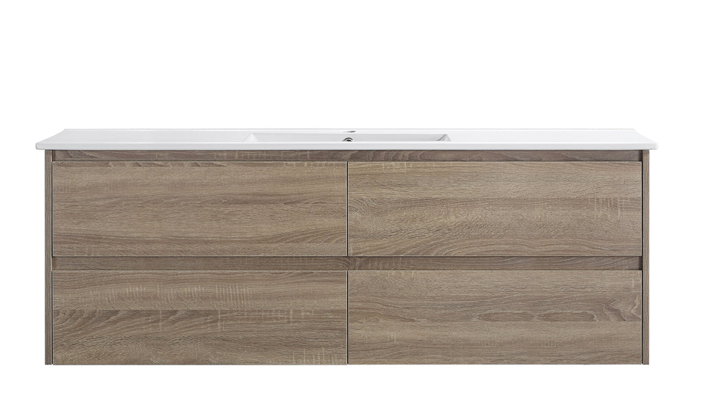 Mina 1500DA1 Wall Hung Vanity 460mm – Timber Look Melamine Finish with Soft Close Drawers