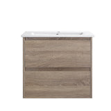 Mina 600A1 Wall Hung Vanity 460mm – Timber Look Melamine Finish with Soft Close Drawers