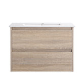 Mina 750A1 Wall Hung Vanity 460mm – Timber Look Melamine Finish with Soft Close Drawers