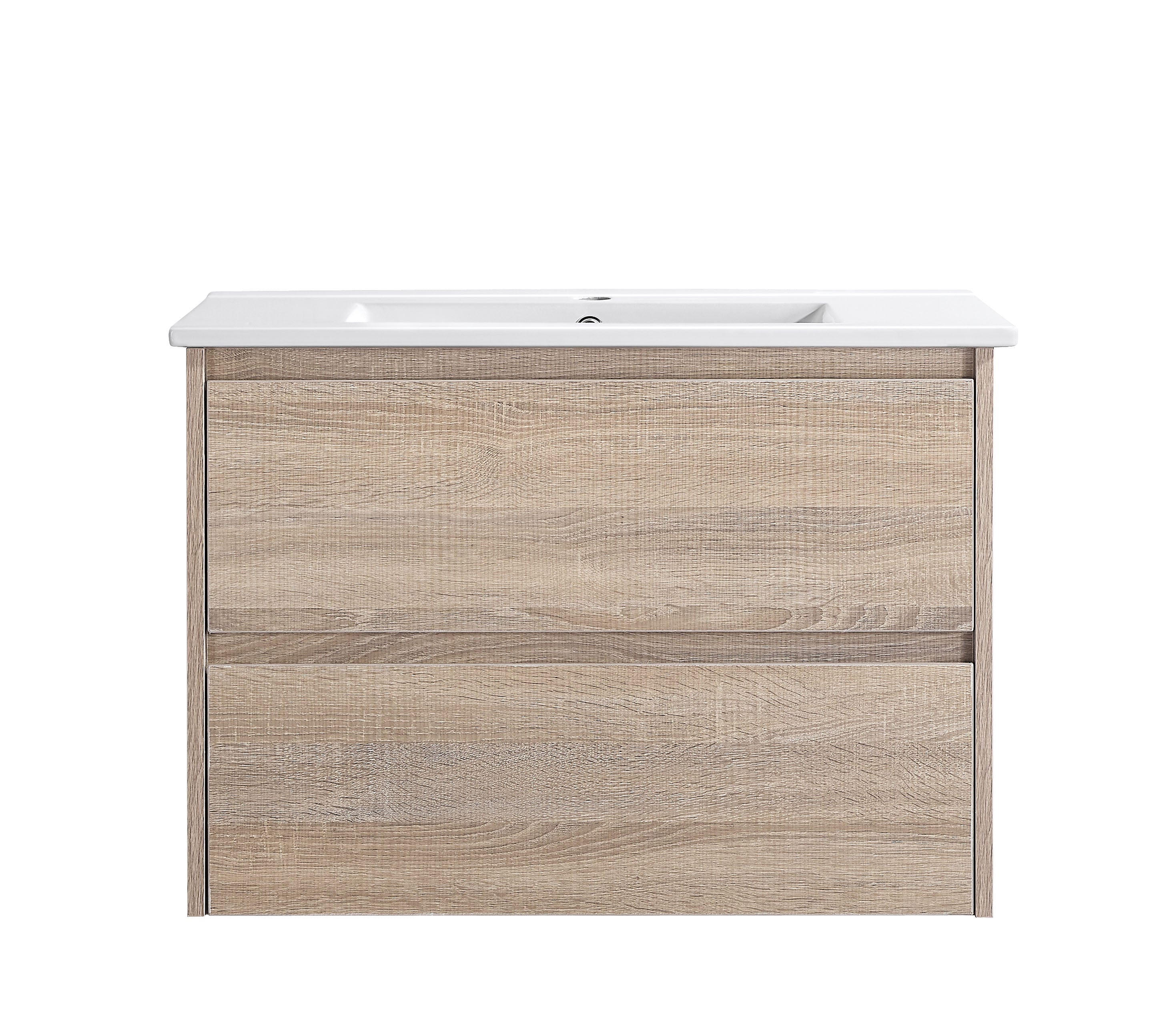 Mina 750A1 Wall Hung Vanity 460mm – Timber Look Melamine Finish with Soft Close Drawers
