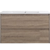 Mina 900A1 Wall Hung Vanity 460mm – Timber Look Melamine Finish with Soft Close Drawers