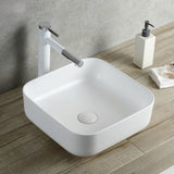 Modern Rectangular Countertop Ceramic Basin – Premium Matt Finish with Tap Hole 390mmx390mmx140mm