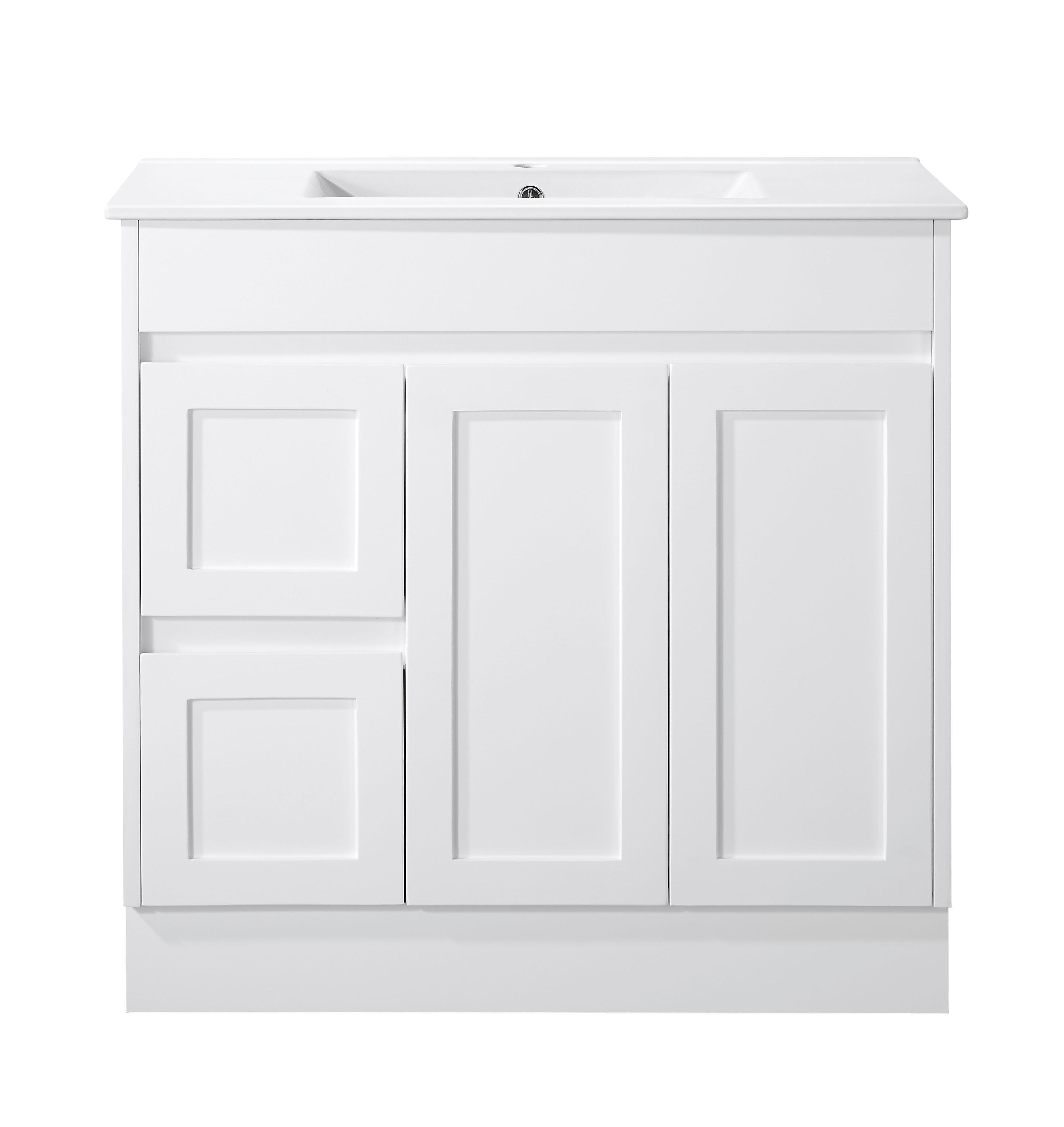 Quinn 900WL Freestanding 460mm Vanity Modern European Design Left Hand Side Drawers