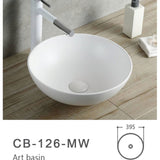 Round Countertop Basin – Glaze White & Matte Black Ceramic Vessel Sinks 395mmx395mmx150mm