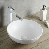 Round Countertop Basin – Glazed White Ceramic Vessel Sink 395mmx395mmx150mm