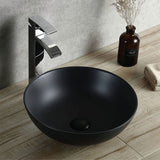Round Countertop Basin – Matte Black Ceramic Vessel Sink 395mmx395mmx150mm