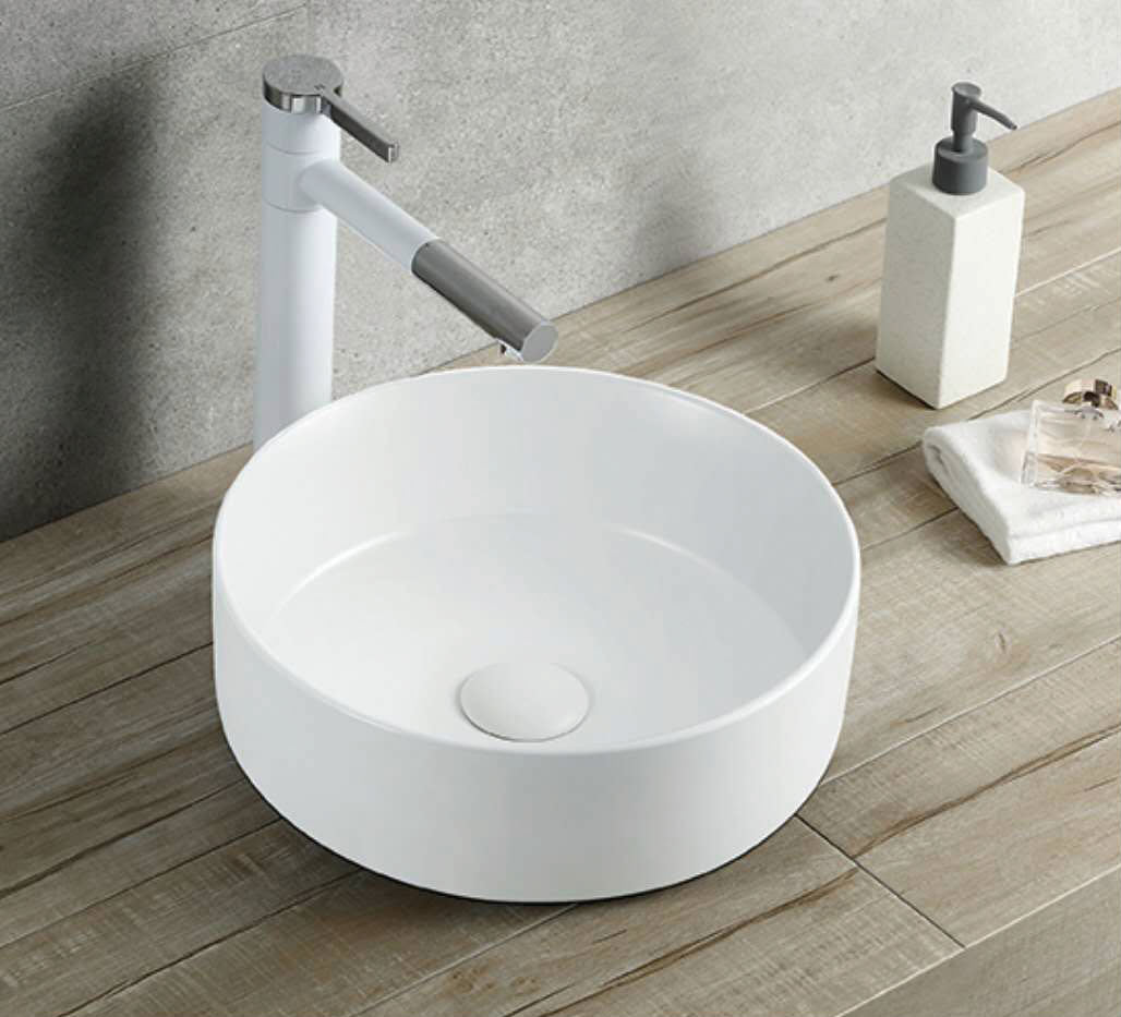 Round Countertop Ceramic Basin – CB-126 & CB-128 Models in Matte and Glazed Finishes