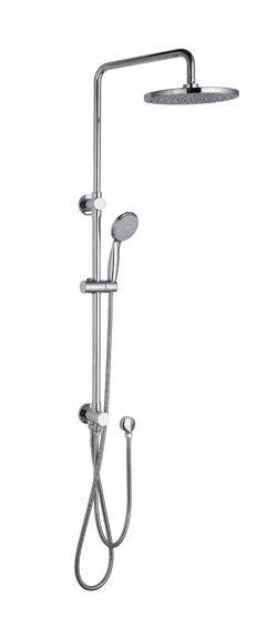 SMF-157 Round Dual Shower with Diverter – Chrome dual shower system with solid brass rail and elbow for modern bathrooms.