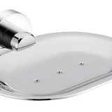 5059-1 Round Soap Tray – Chrome wall-mounted soap holder with drainage for modern bathrooms.