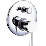 TK70D Round Wall Mixer with Diverter – Chrome bathroom mixer with 40mm cartridge and diverter for modern bathrooms.