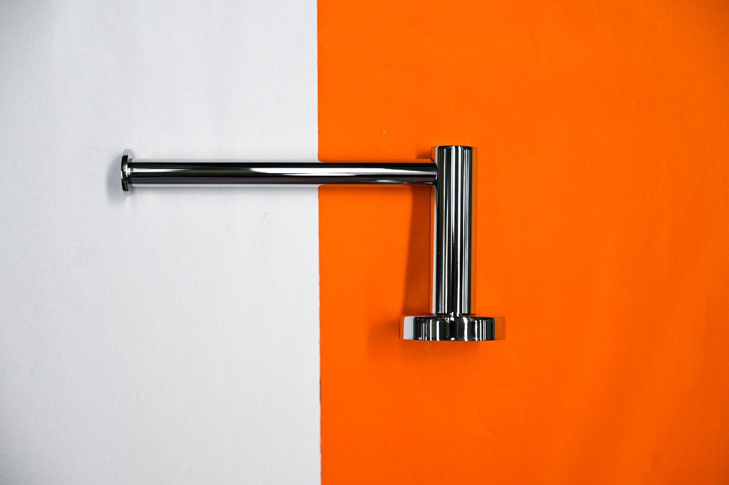 Round Toilet Paper Holder 5051-1 – Chrome finish, modern design, wall-mounted for contemporary bathroom spaces.