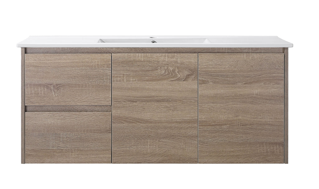 Royce 1200LA1 Wall Hung Vanity 460mm  – Timber Look Melamine Finish with Soft Close Drawers