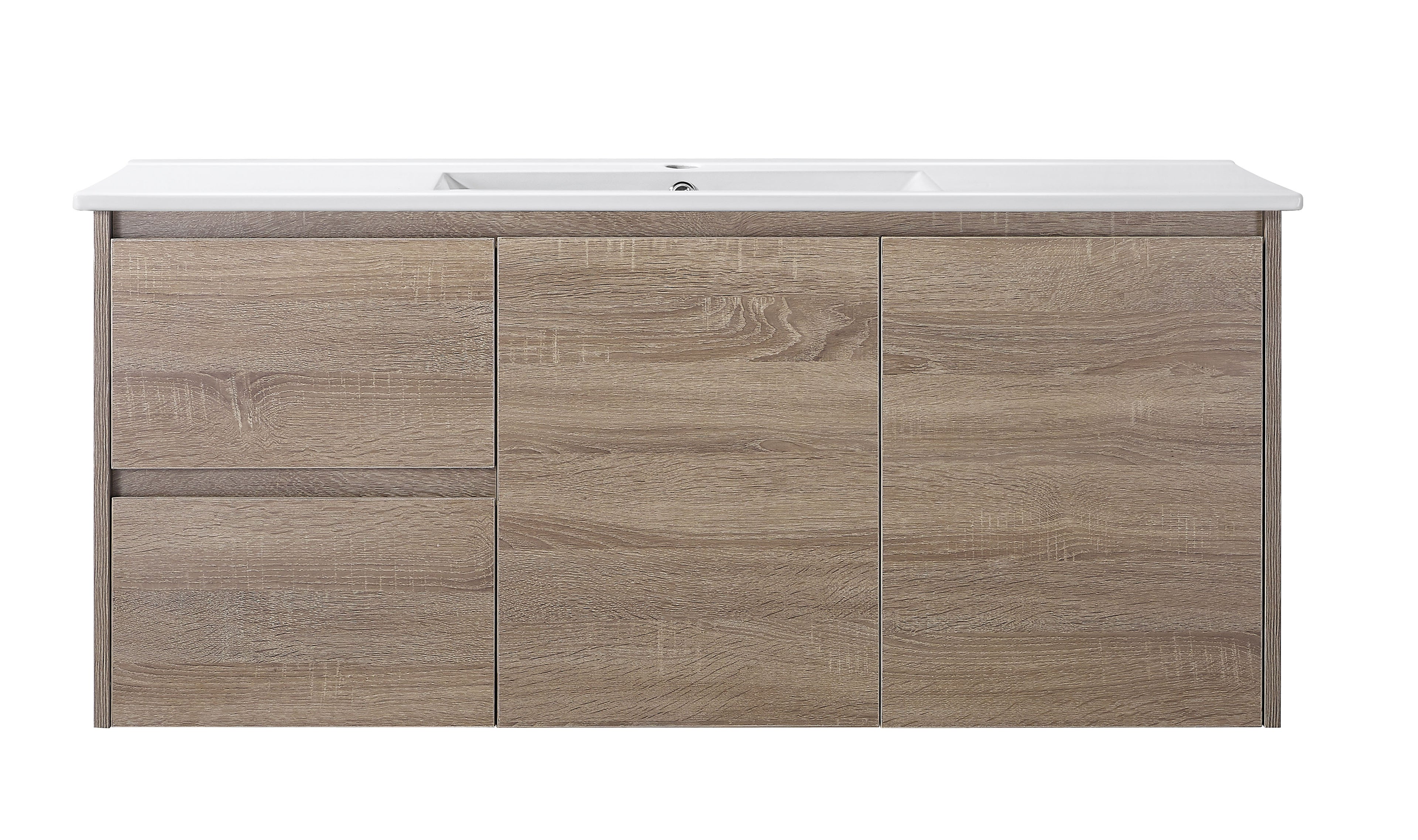 Royce 1200LA1 Wall Hung Vanity 460mm  – Timber Look Melamine Finish with Soft Close Drawers