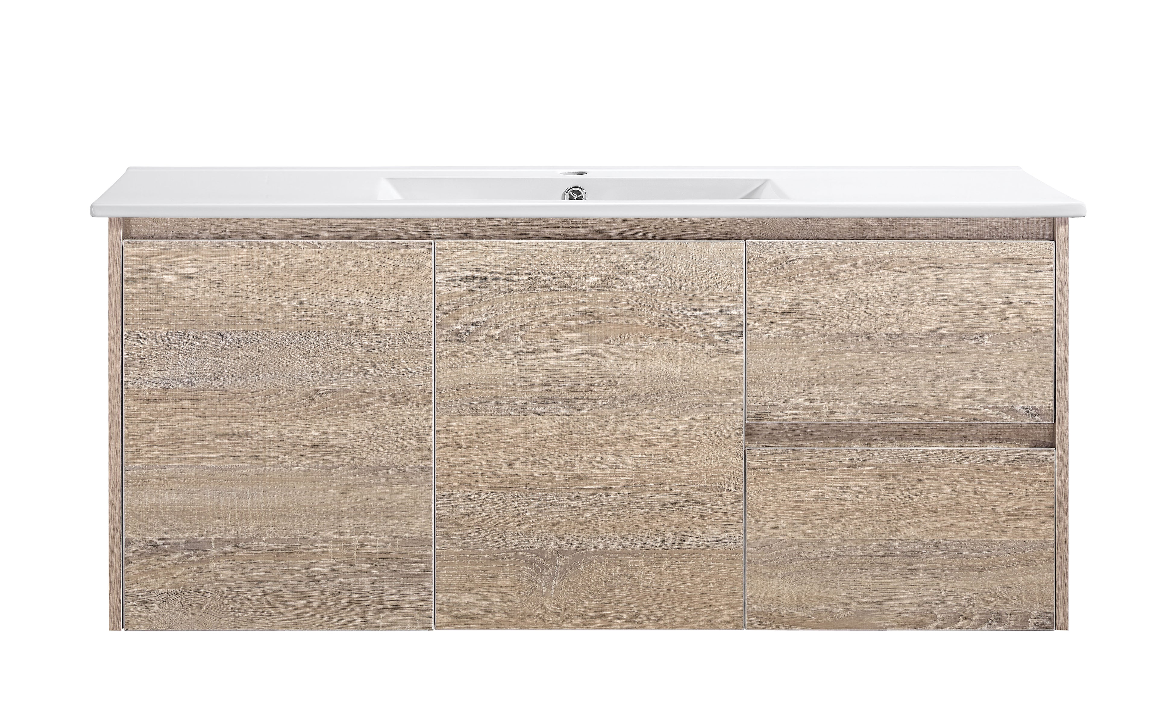 Royce 1200RA1 Wall Hung Vanity 460mm  – Timber Look Melamine Finish with Soft Close Drawers