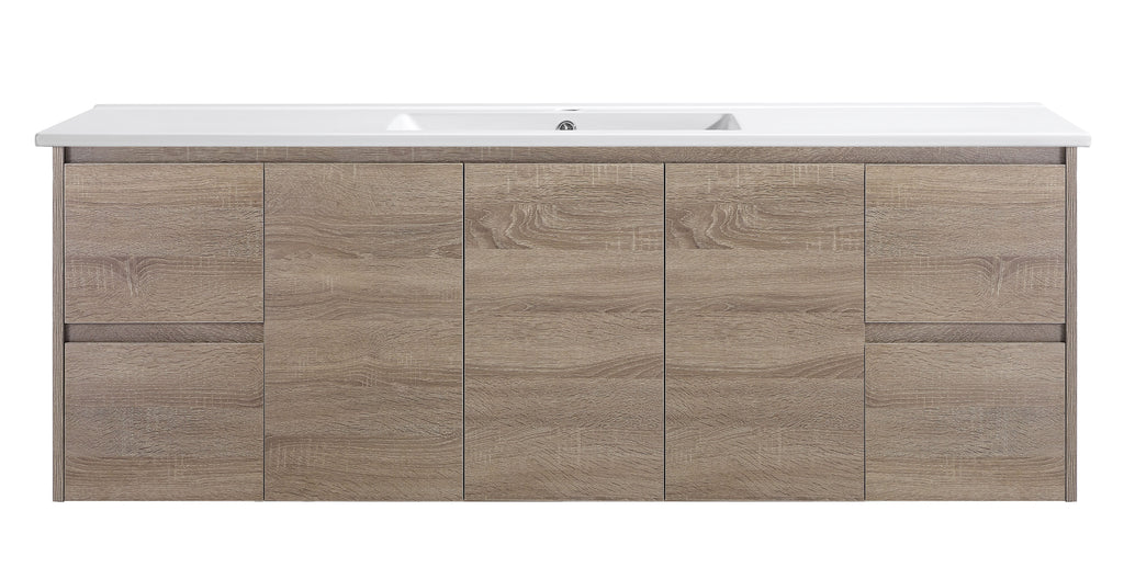 Royce 1500SA1 Wall Hung Vanity 460mm  – Timber Look Melamine Finish with Soft Close Drawers