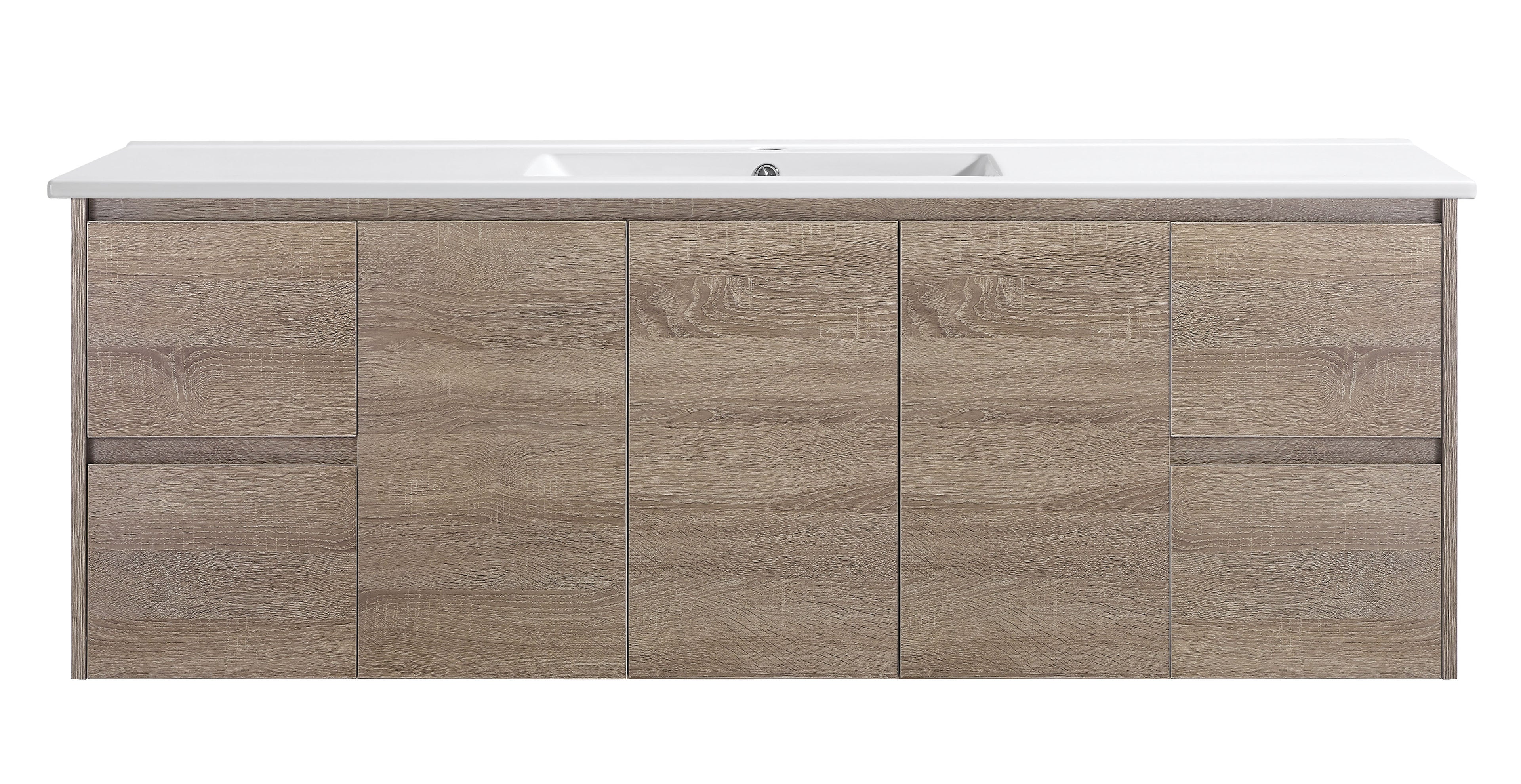 Royce 1500SA1 Wall Hung Vanity 460mm  – Timber Look Melamine Finish with Soft Close Drawers