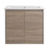 Royce 600A1 Wall Hung Vanity 460mm  – Timber Look Melamine Finish with Soft Close Drawers