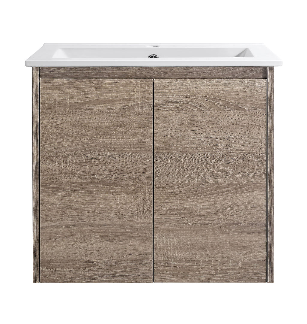 Royce 600A1 Wall Hung Vanity 460mm  – Timber Look Melamine Finish with Soft Close Drawers