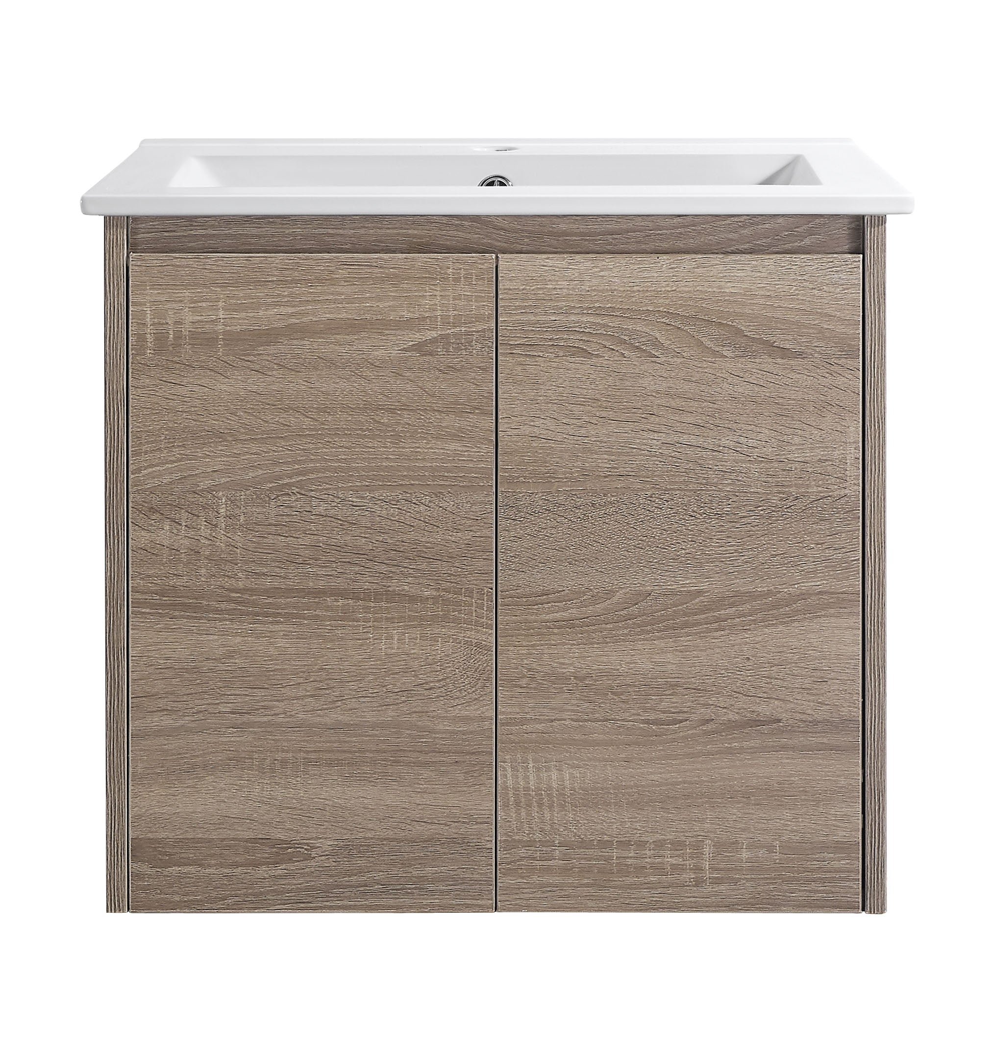 Royce 600A1 Wall Hung Vanity 460mm  – Timber Look Melamine Finish with Soft Close Drawers