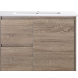 Royce 750LA1 Wall Hung Vanity 460mm  – Timber Look Melamine Finish with Soft Close Drawers